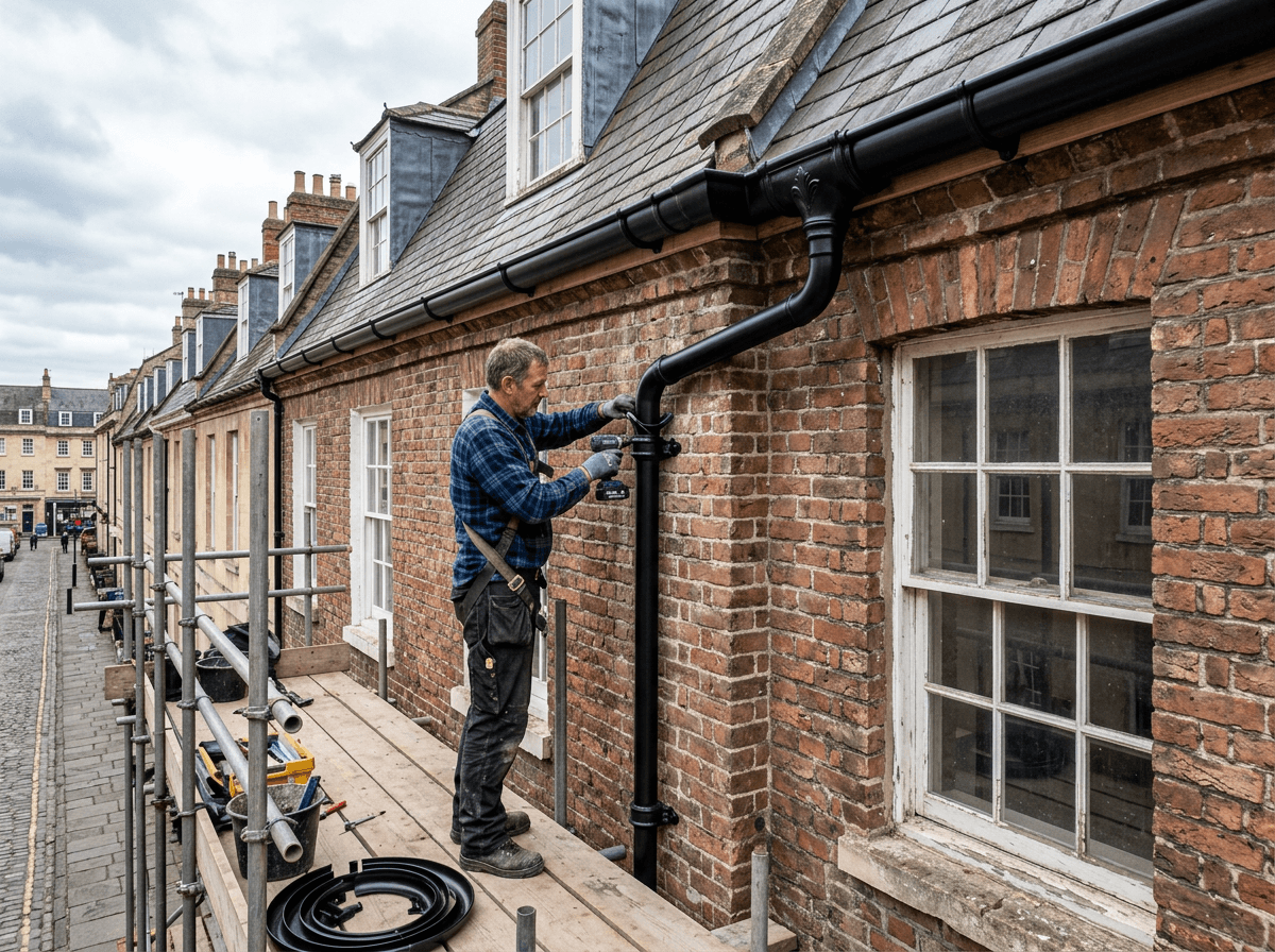 uPVC gutter replacement — half-round profile
